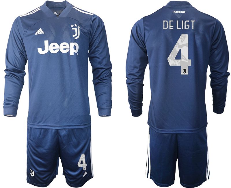 Men 2020-2021 club Juventus away long sleeves #4 blue Soccer Jerseys->juventus jersey->Soccer Club Jersey